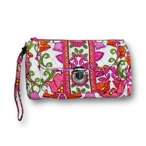 Vera Bradley Push Lock Wristlet Wallet Lilli Bell Pattern Pink Floral Bag